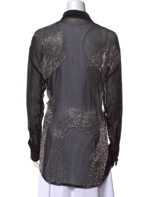 Retrofête Lace Pattern Long Sleeve Button-Up Top