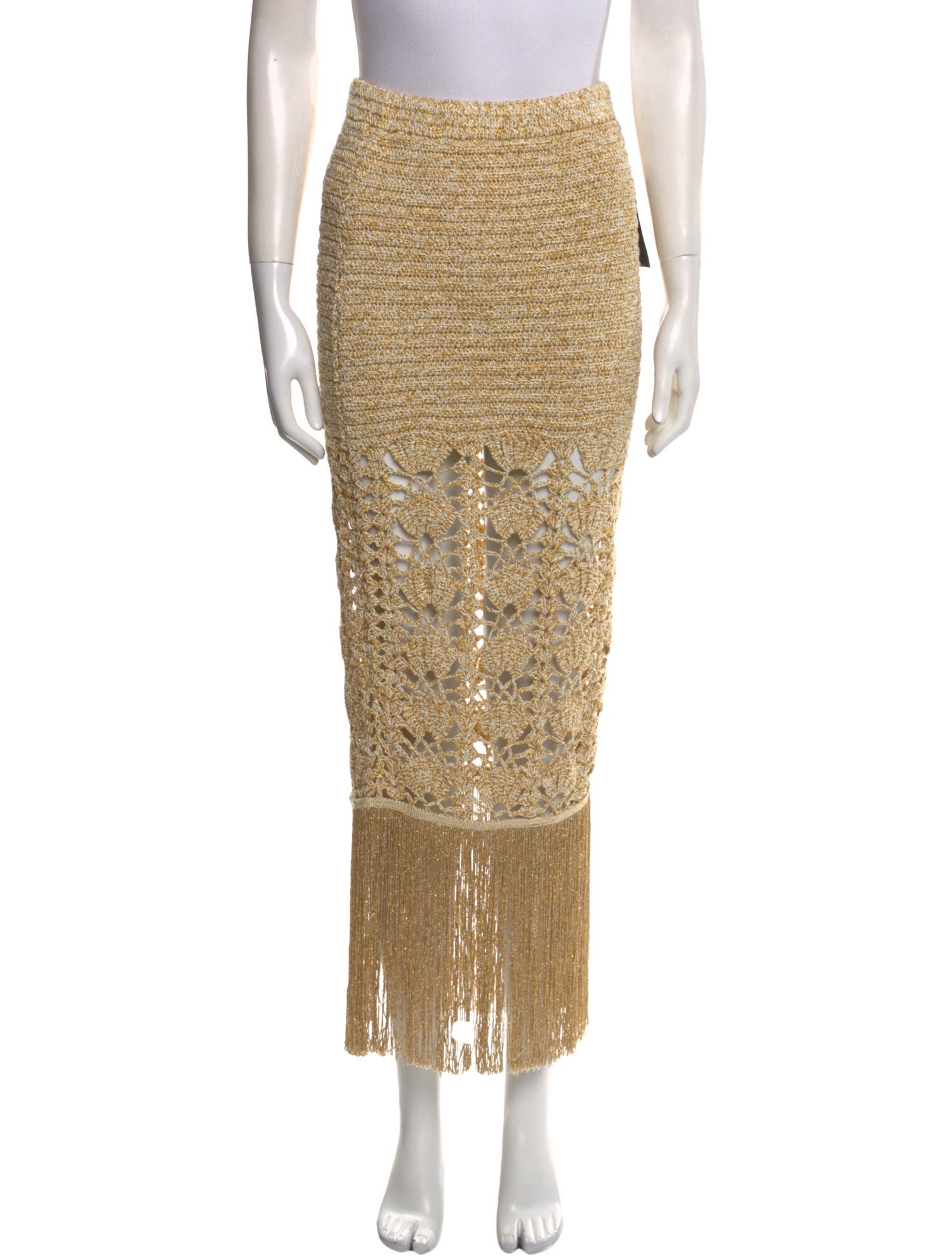 Retrofête Fringe Trim Accent Midi Length Skirt