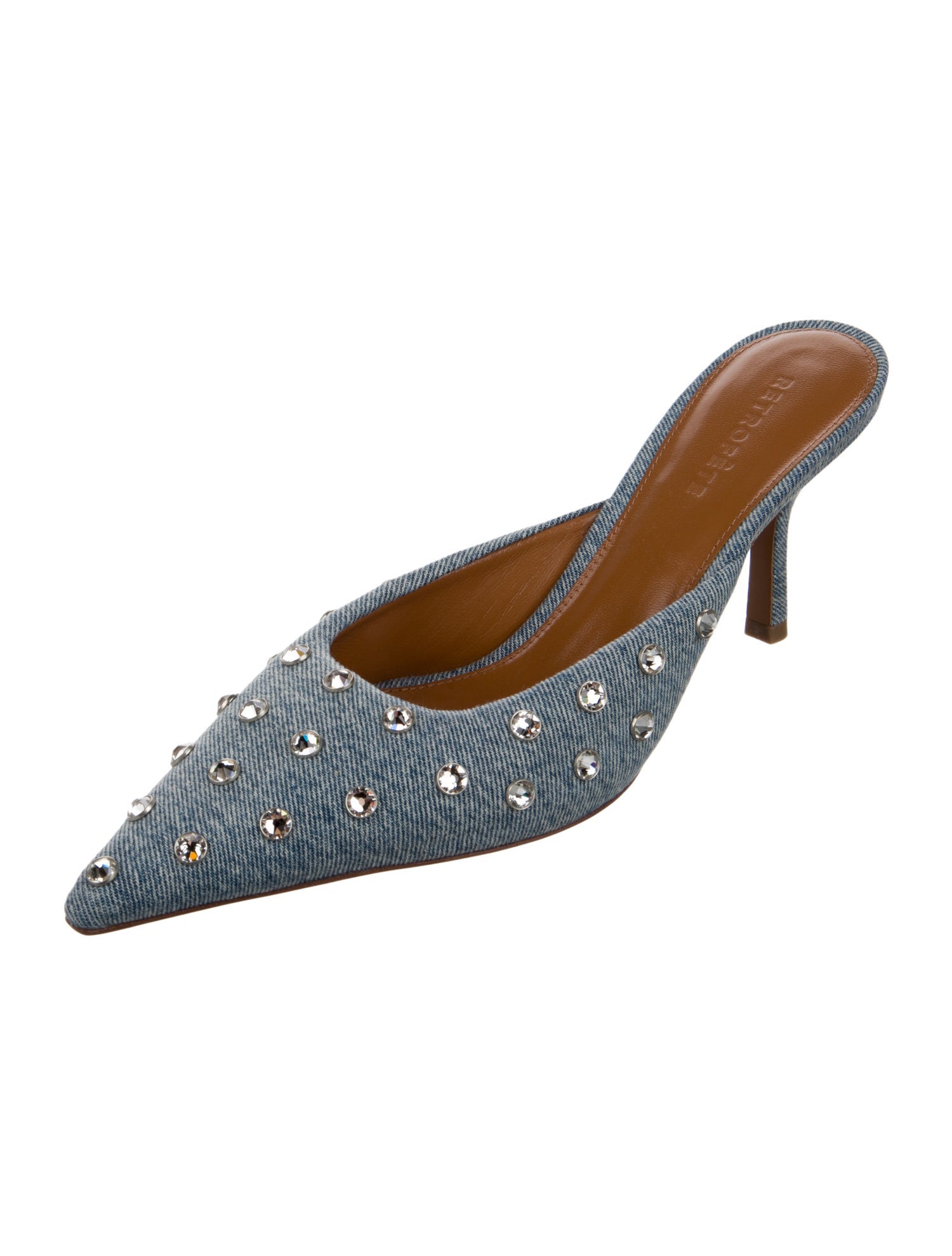 Retrofête Denim Distressed Accents Slingback Flats
