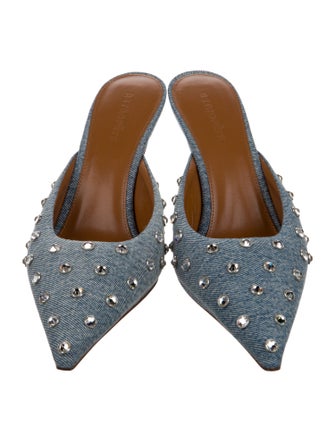 Retrofête Denim Distressed Accents Mules