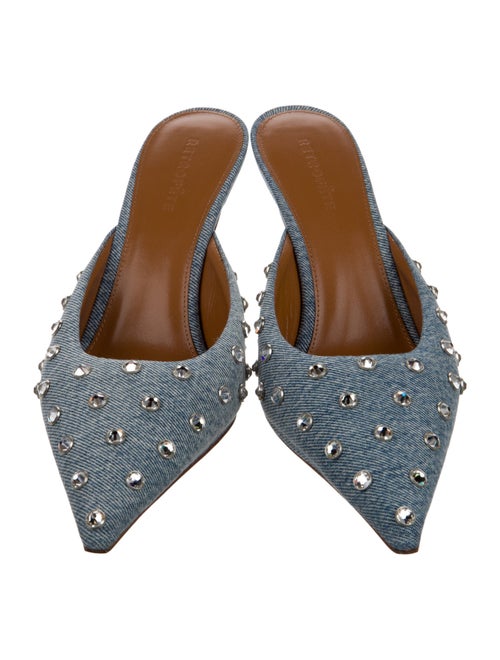 Retrofête Denim Distressed Accents Mules