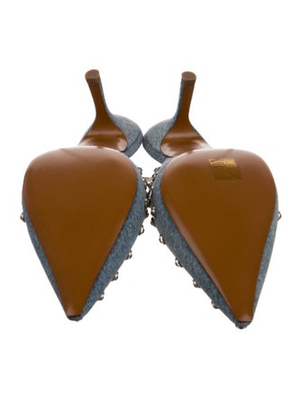 Retrofête Denim Distressed Accents Mules