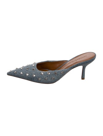 Retrofête Denim Distressed Accents Mules