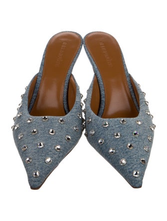 Retrofête Denim Distressed Accents Mules