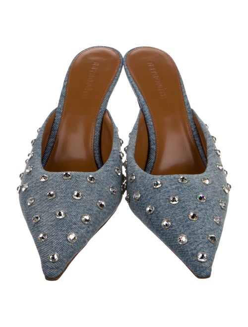 Retrofête Denim Distressed Accents Mules