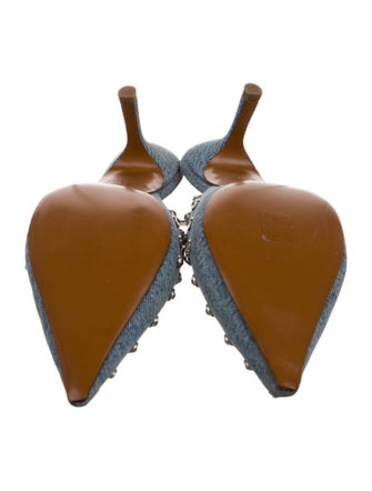 Retrofête Denim Distressed Accents Mules