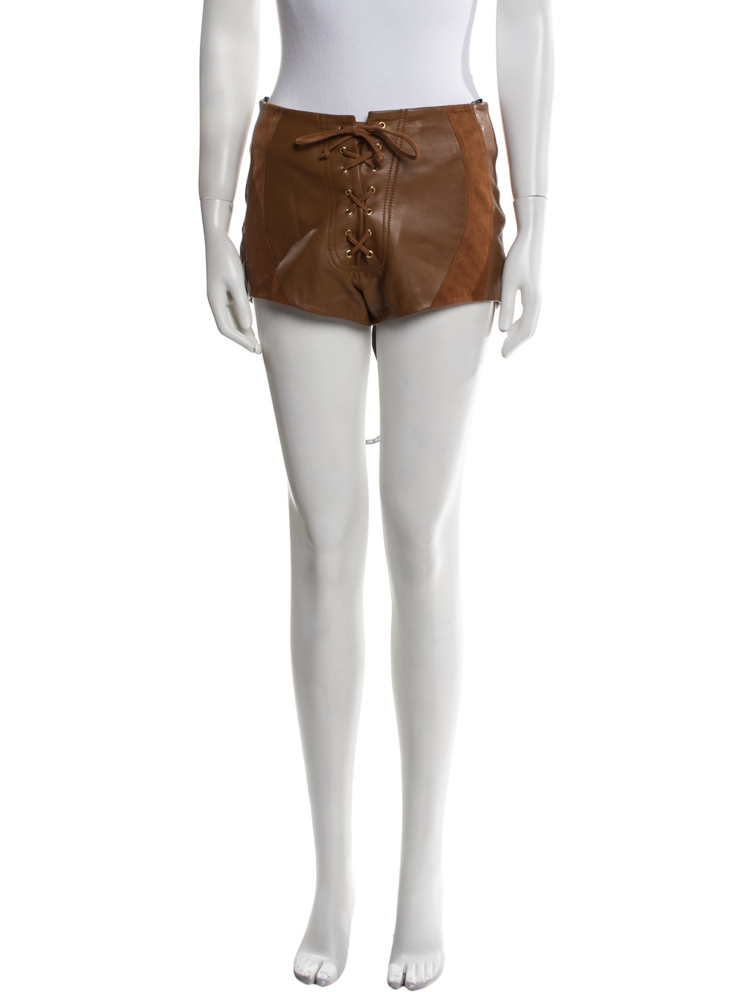 Retrofête Lamb Leather Mini Shorts