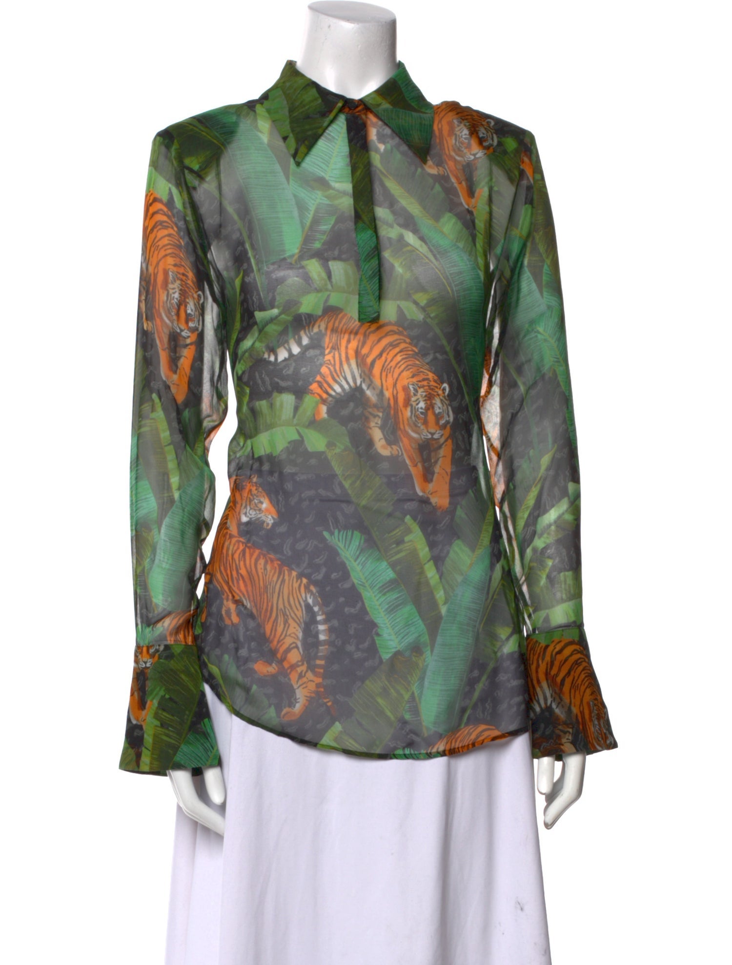 Retrofête Silk Printed Button-Up Top