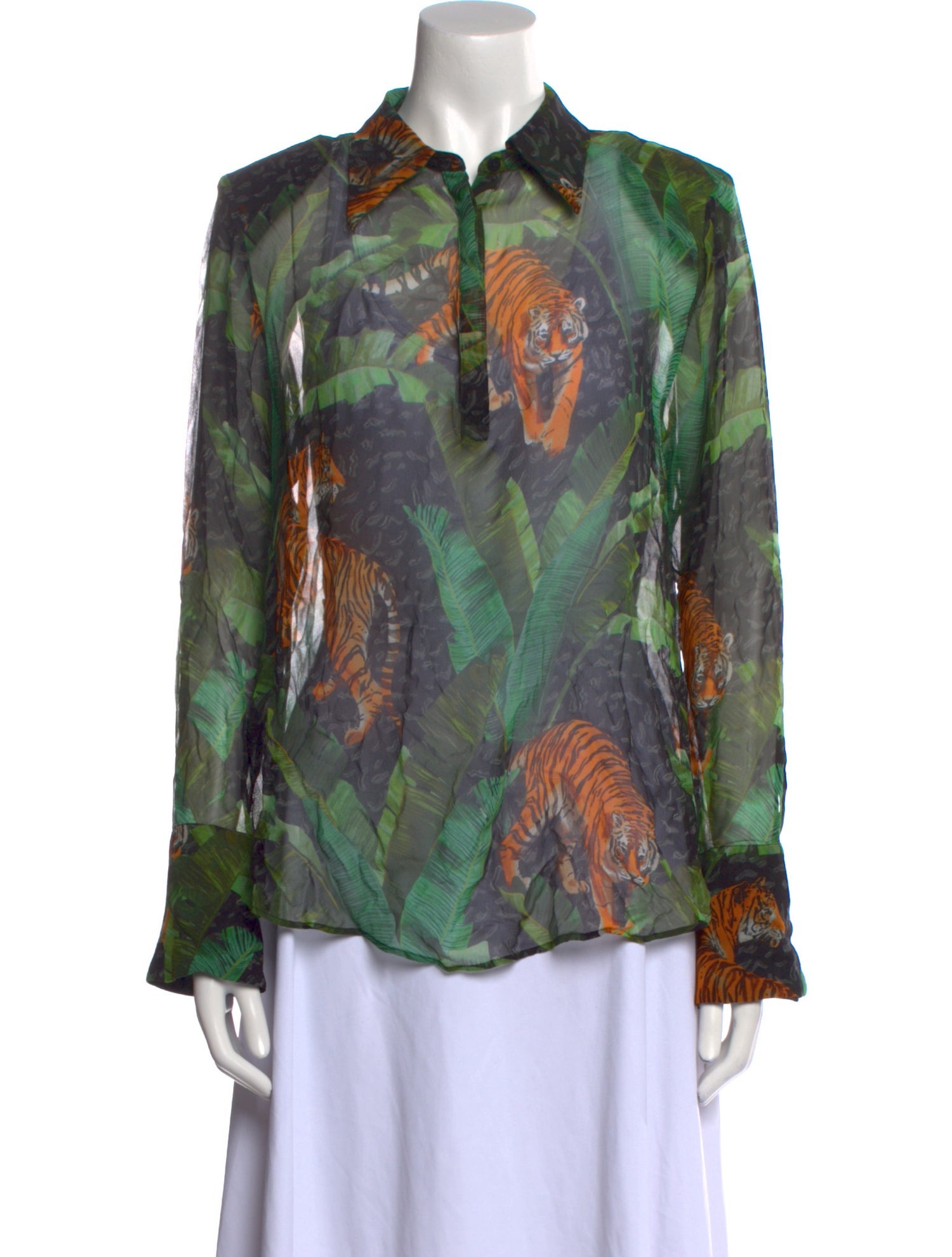 Retrofête Silk Printed Button-Up Top