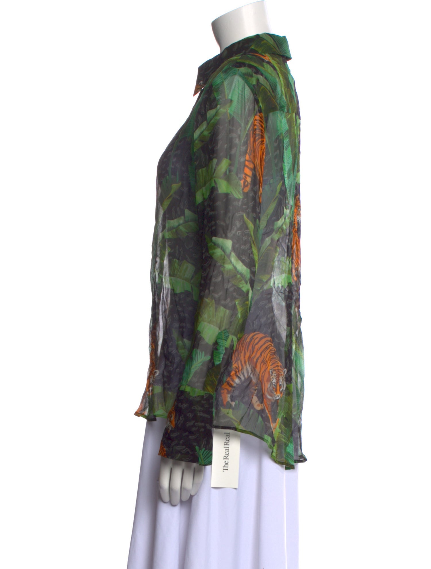 Retrofête Silk Printed Button-Up Top