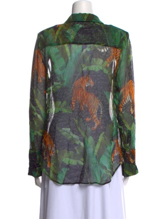 Retrofête Silk Printed Button-Up Top