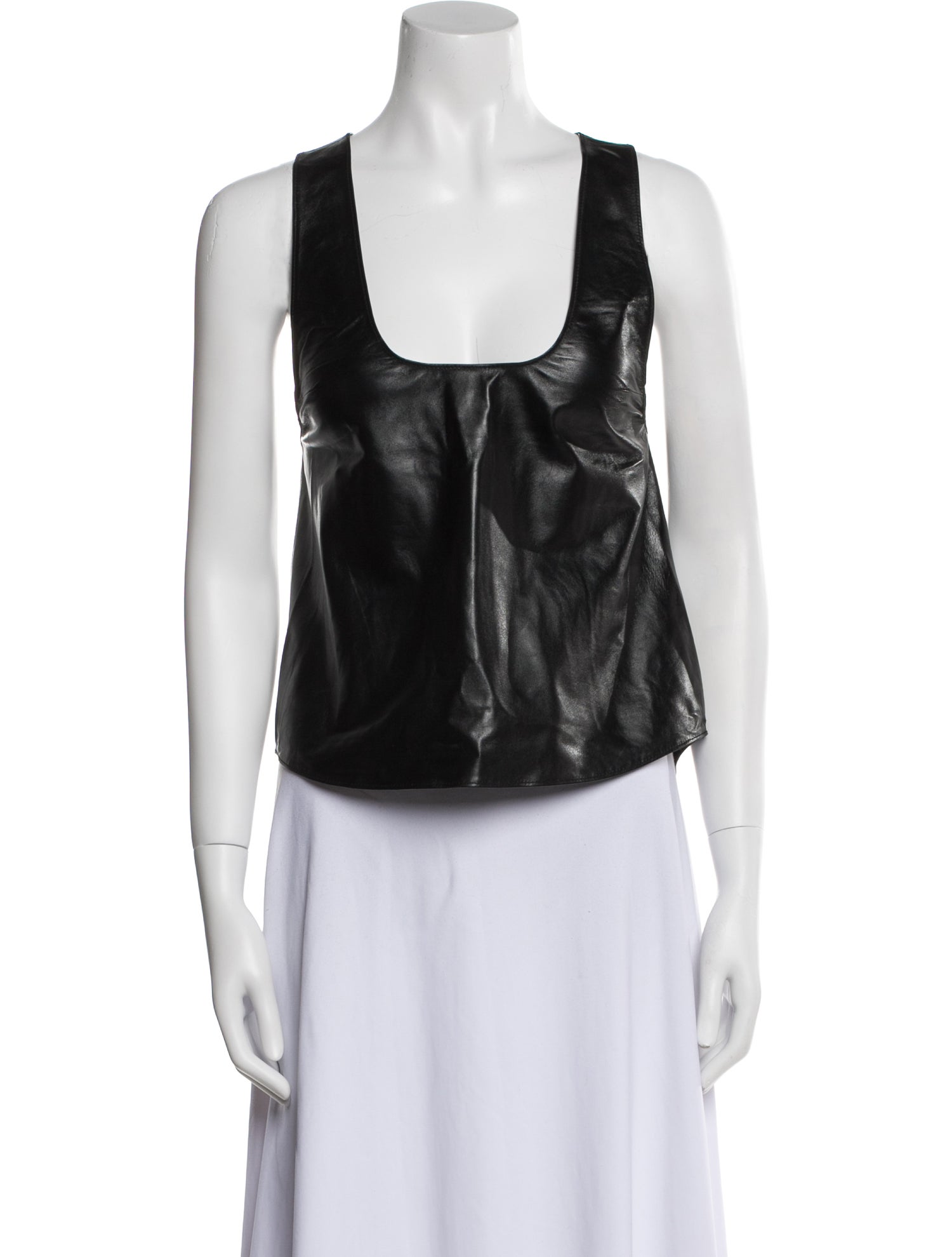 Retrofête Leather Scoop Neck Top