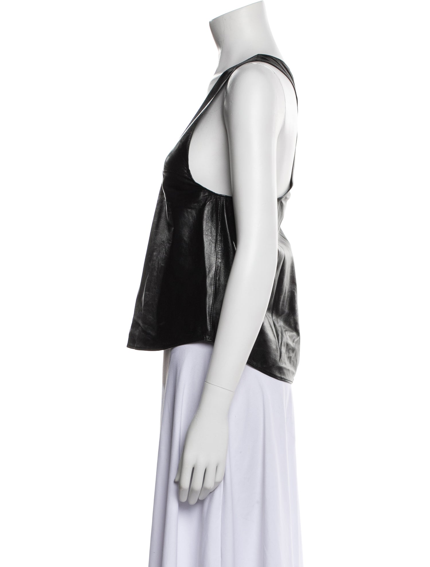 Retrofête Leather Scoop Neck Top