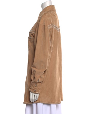 Retrofête Leather Long Sleeve Button-Up Top