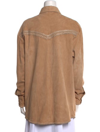 Retrofête Leather Long Sleeve Button-Up Top