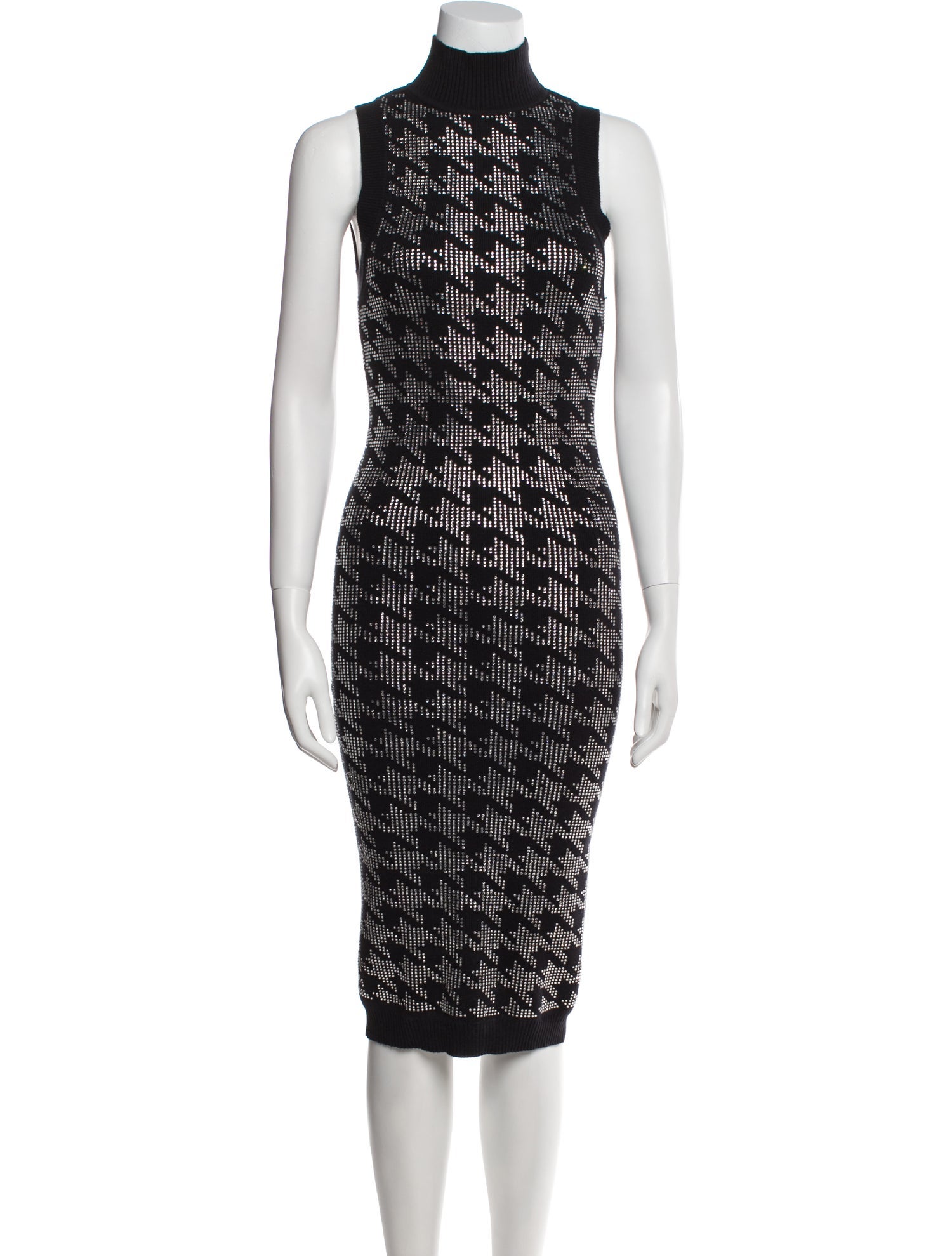 Retrofête Houndstooth Print Midi Length Dress