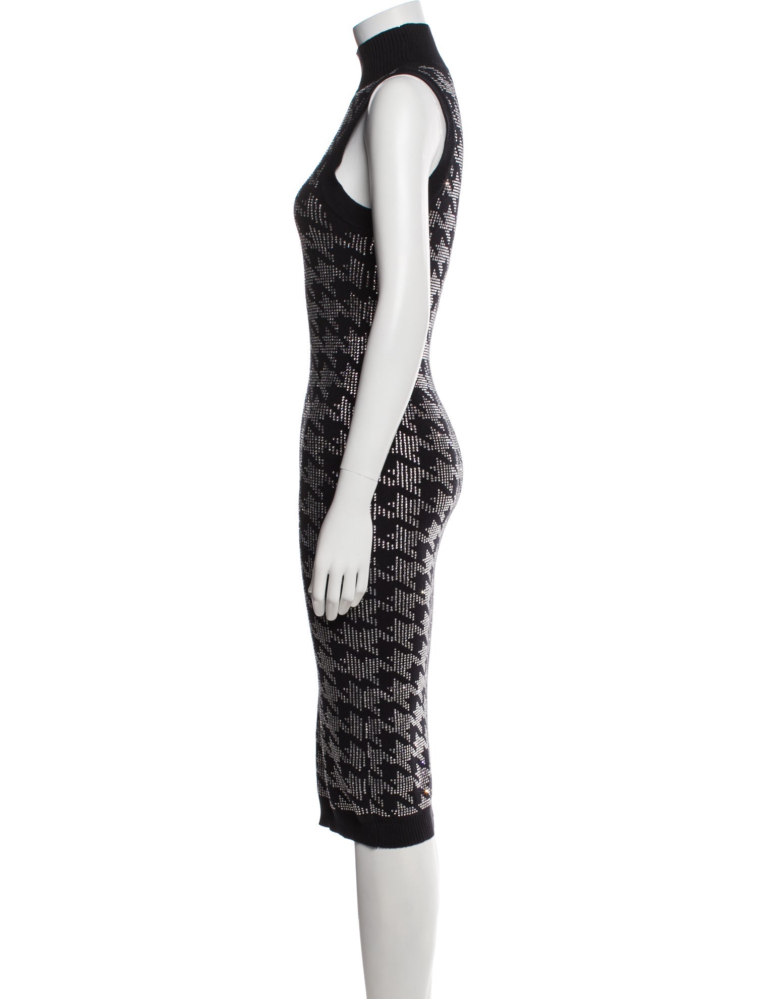 Retrofête Houndstooth Print Midi Length Dress