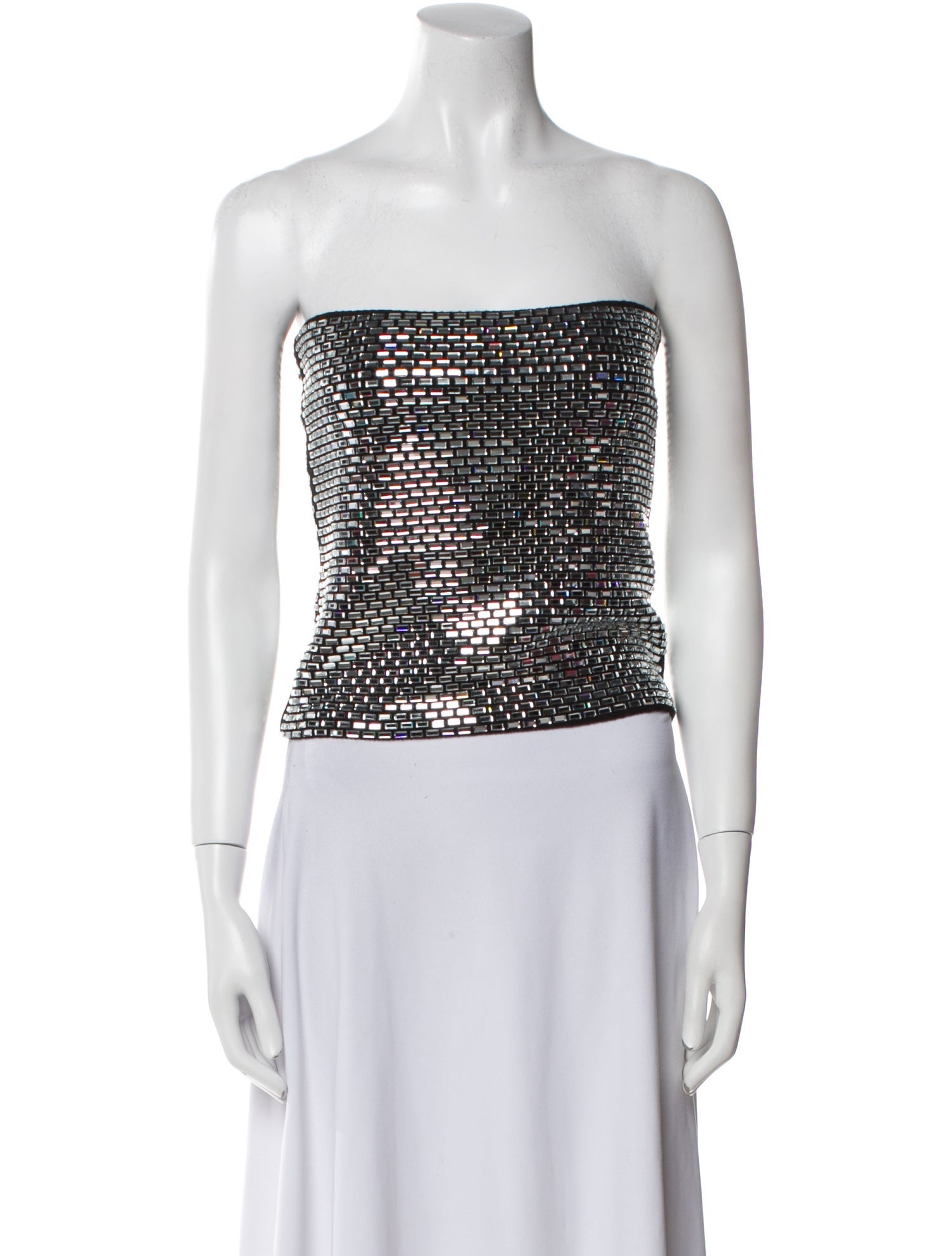 Retrofête Printed Strapless Crop Top