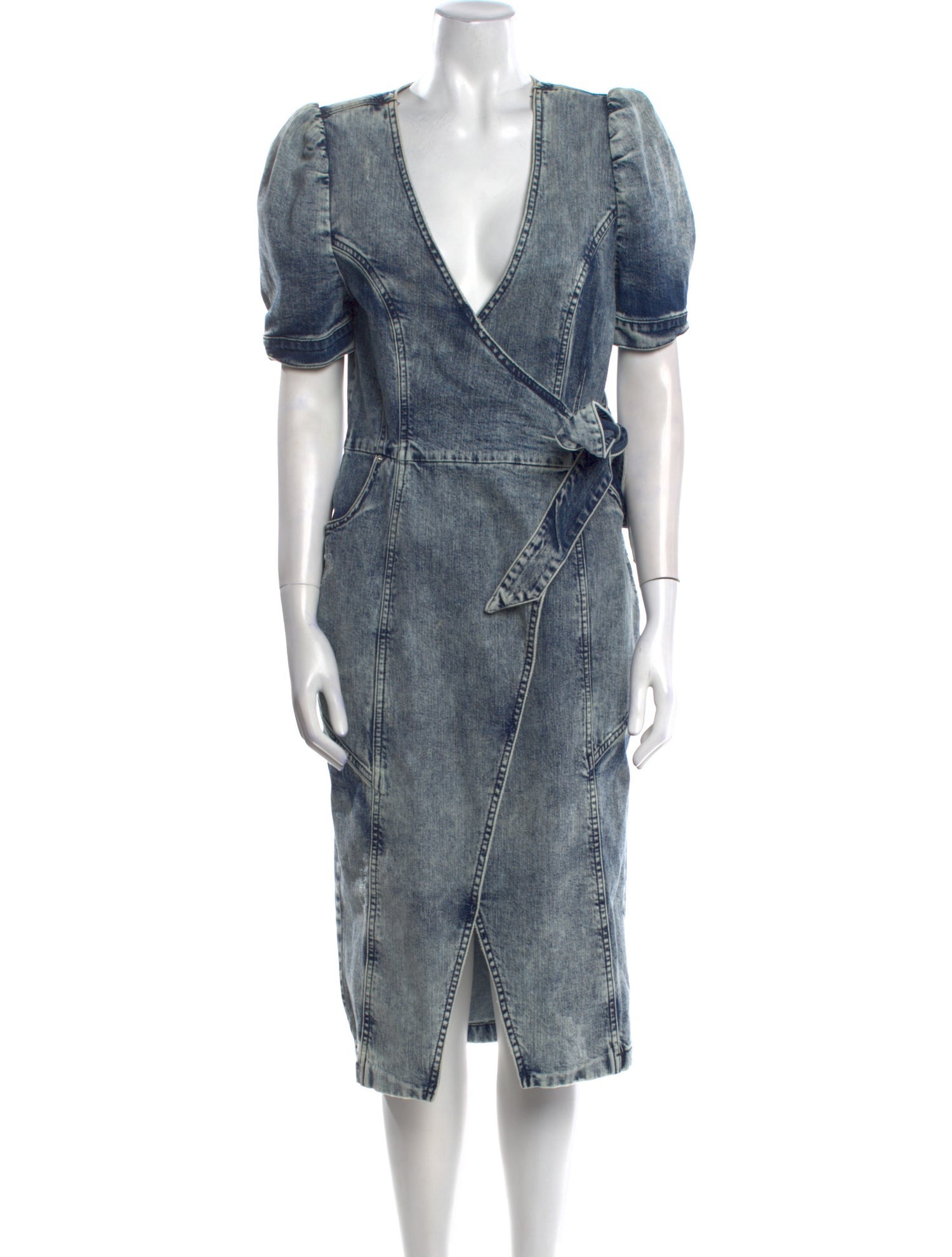 Retrofête Plunge Neckline Midi Length Dress