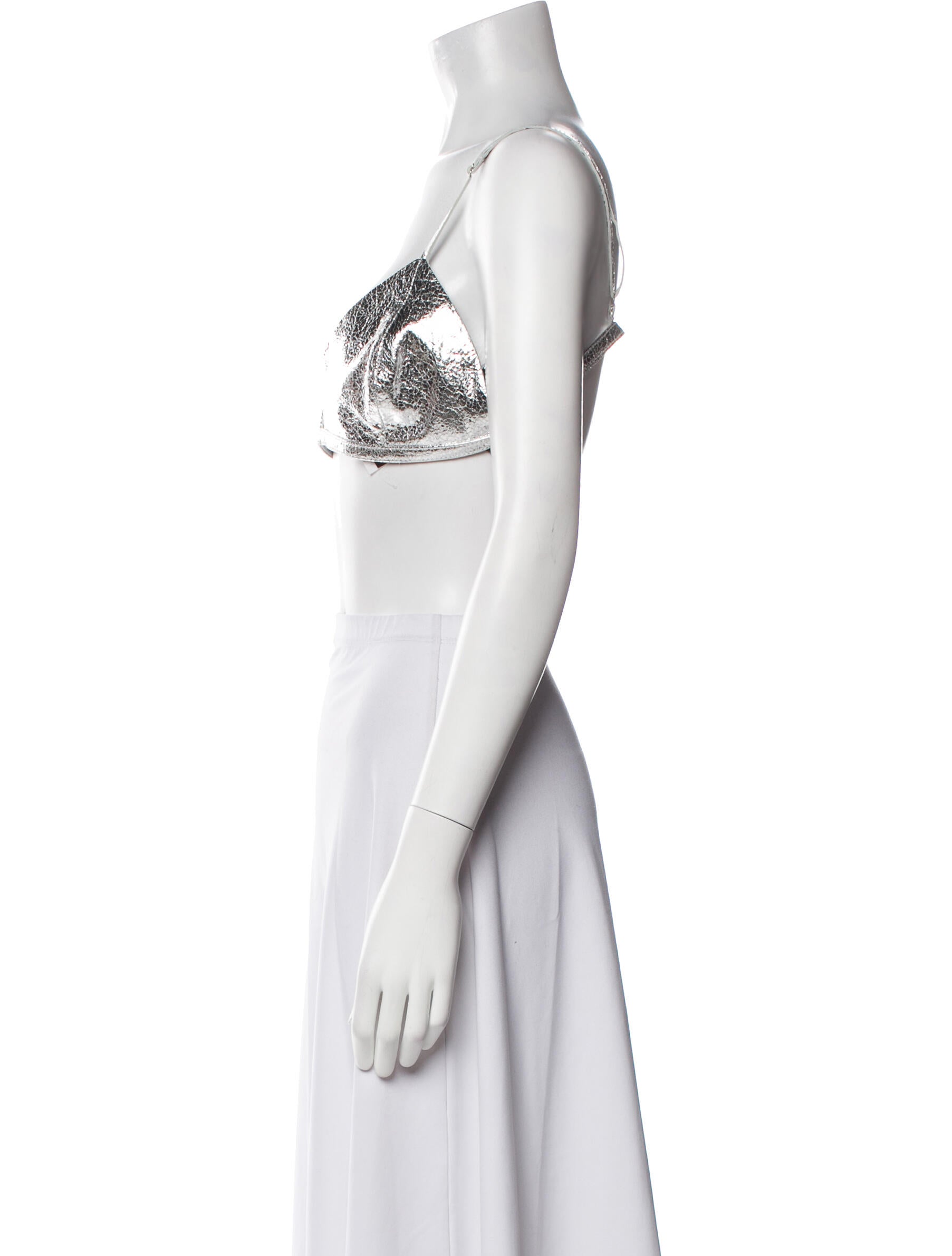 Retrofête Leather V-Neck Crop Top w/ Tags