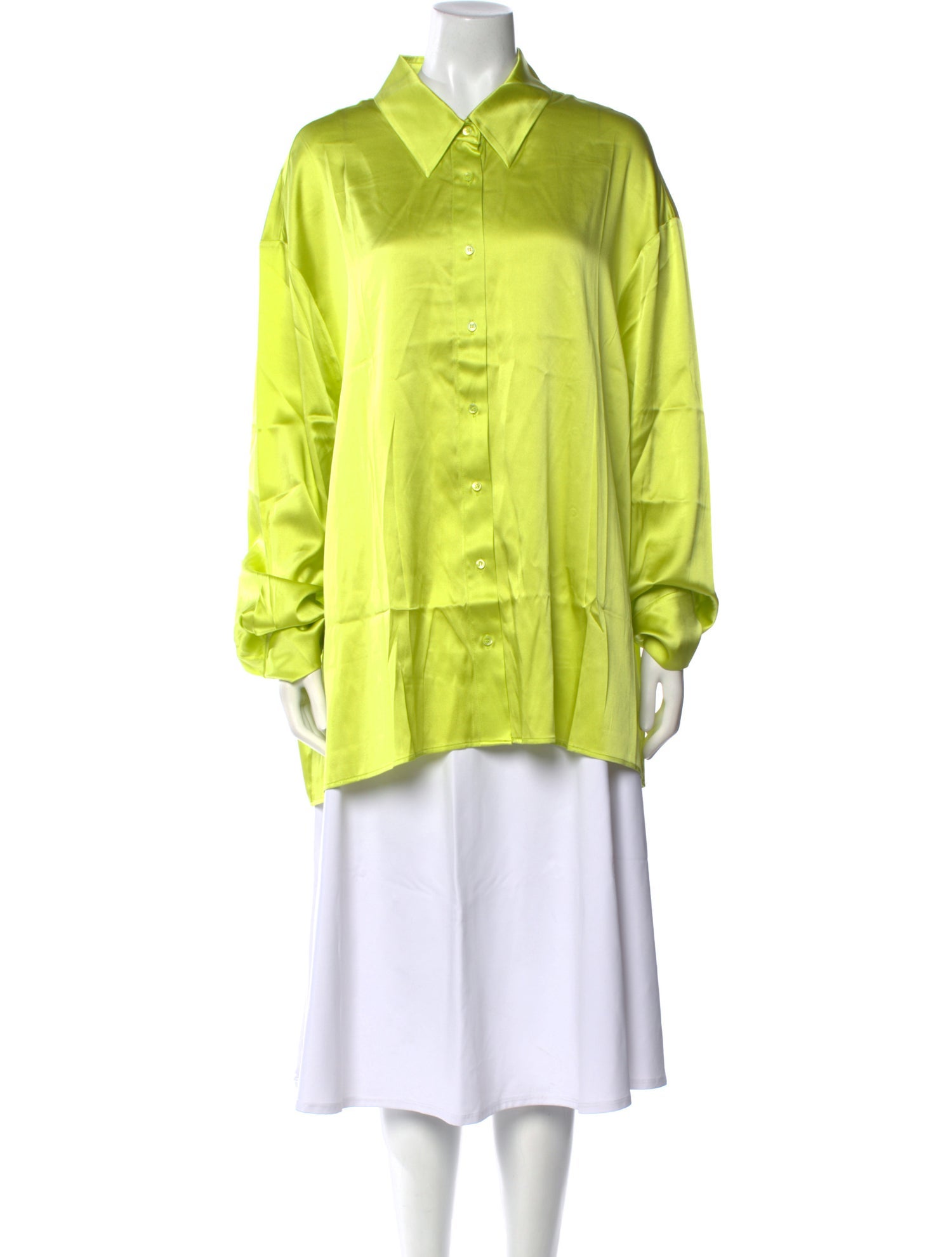 Retrofête Silk Long Sleeve Button-Up Top