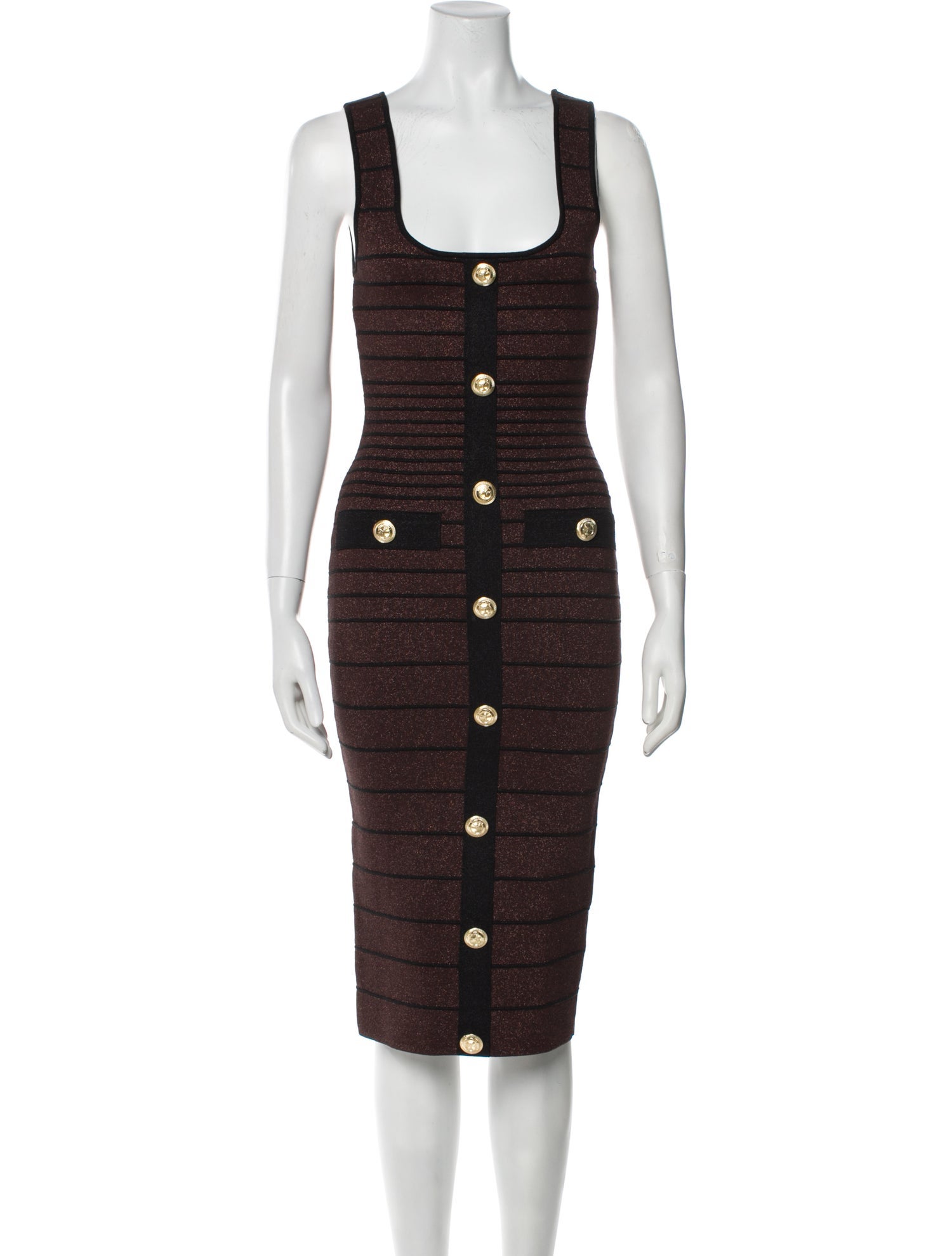 Retrofête Striped Midi Length Dress