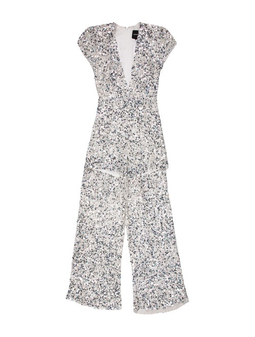 Retrofête Patterned V-Neck Jumpsuit