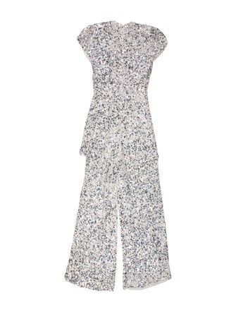Retrofête Patterned V-Neck Jumpsuit