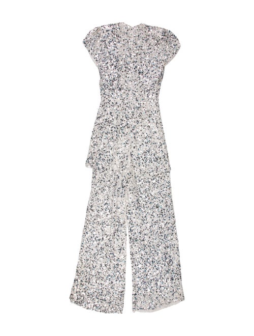 Retrofête Patterned V-Neck Jumpsuit
