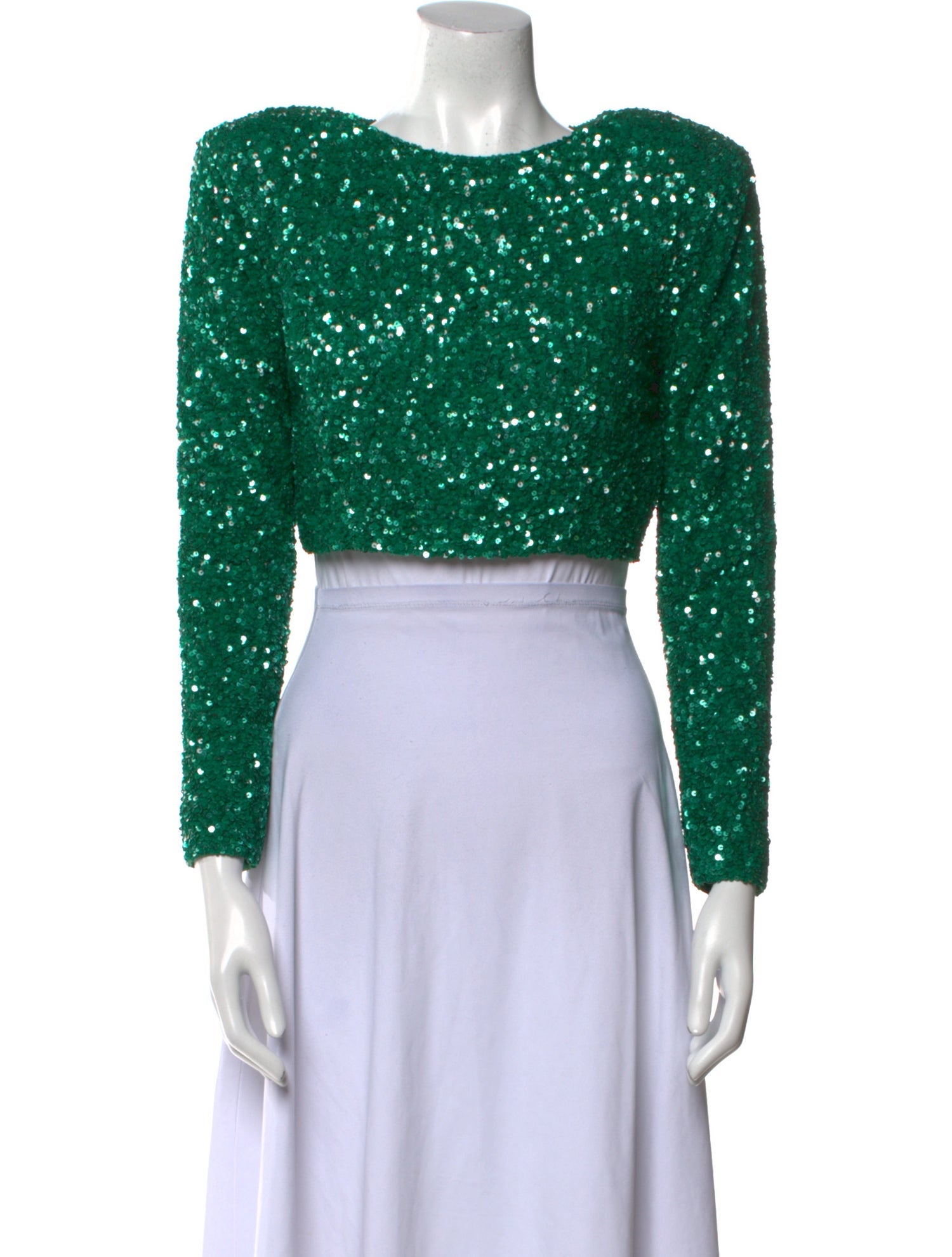 Retrofête Bateau Neckline Long Sleeve Crop Top