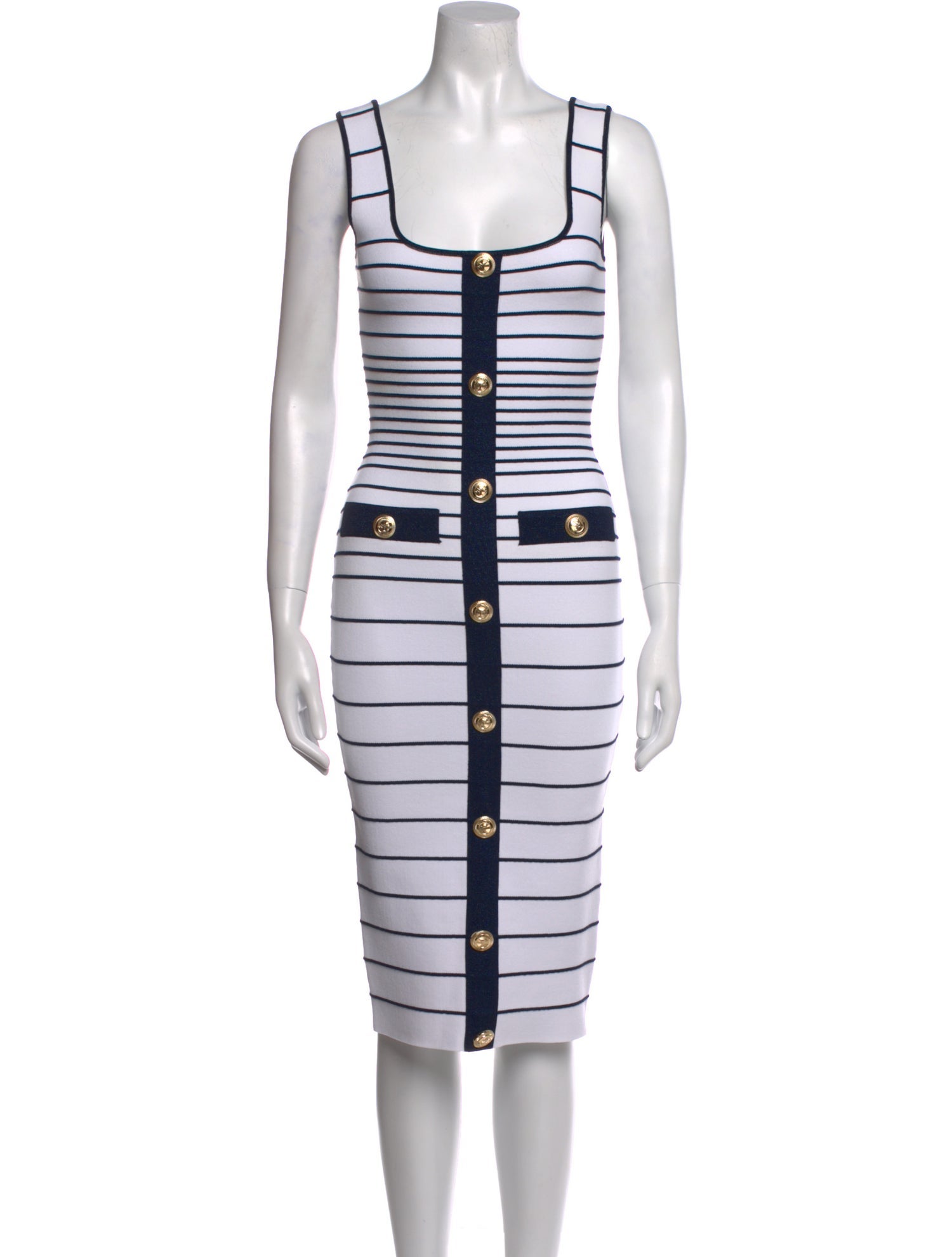 Retrofête Striped Knee-Length Dress