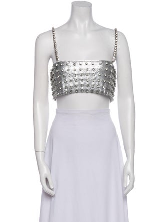 Retrofête Printed Square Neckline Crop Top