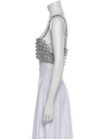 Retrofête Printed Square Neckline Crop Top