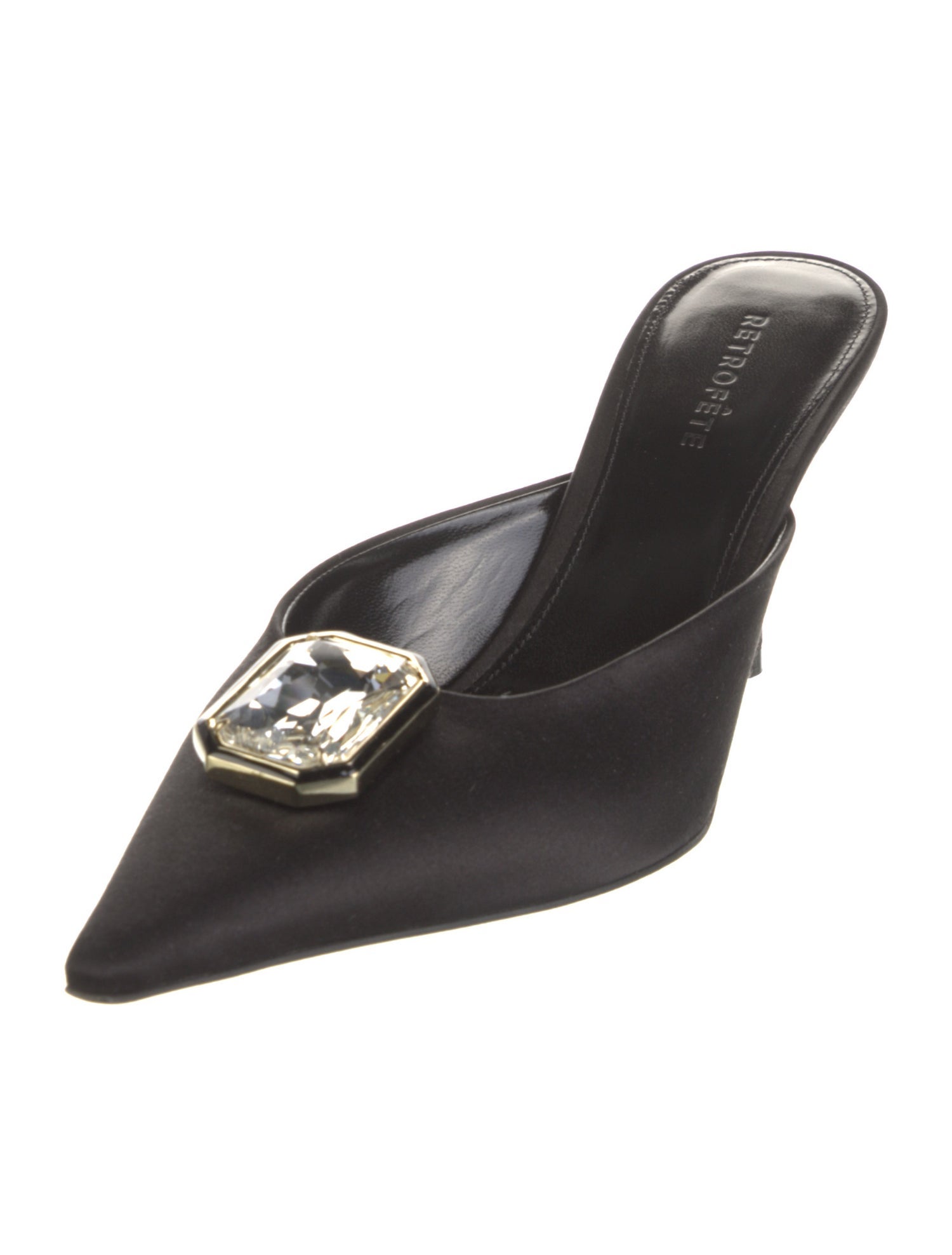 Retrofête Satin Crystal Embellishments Mules
