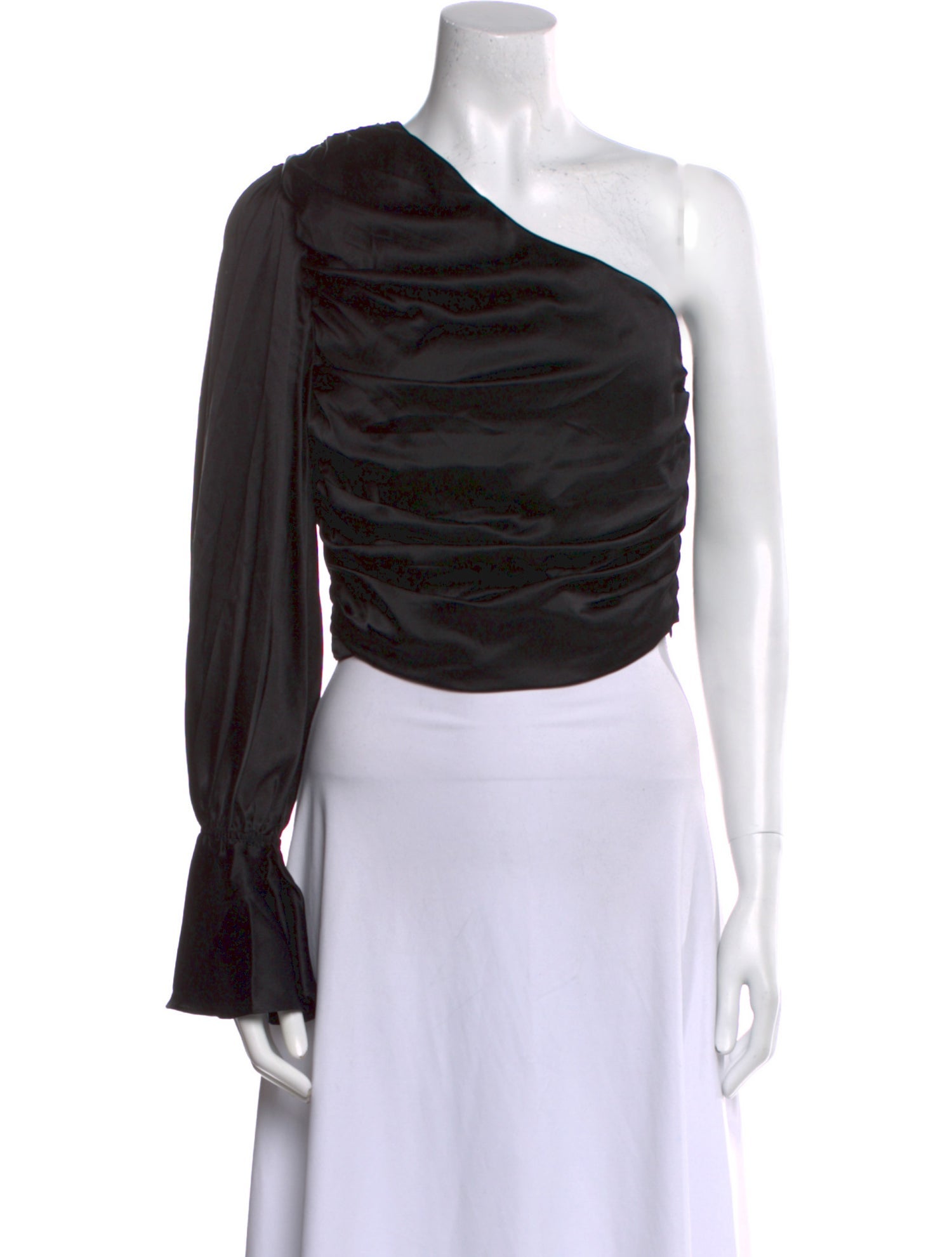 Retrofête Silk One-Shoulder Crop Top