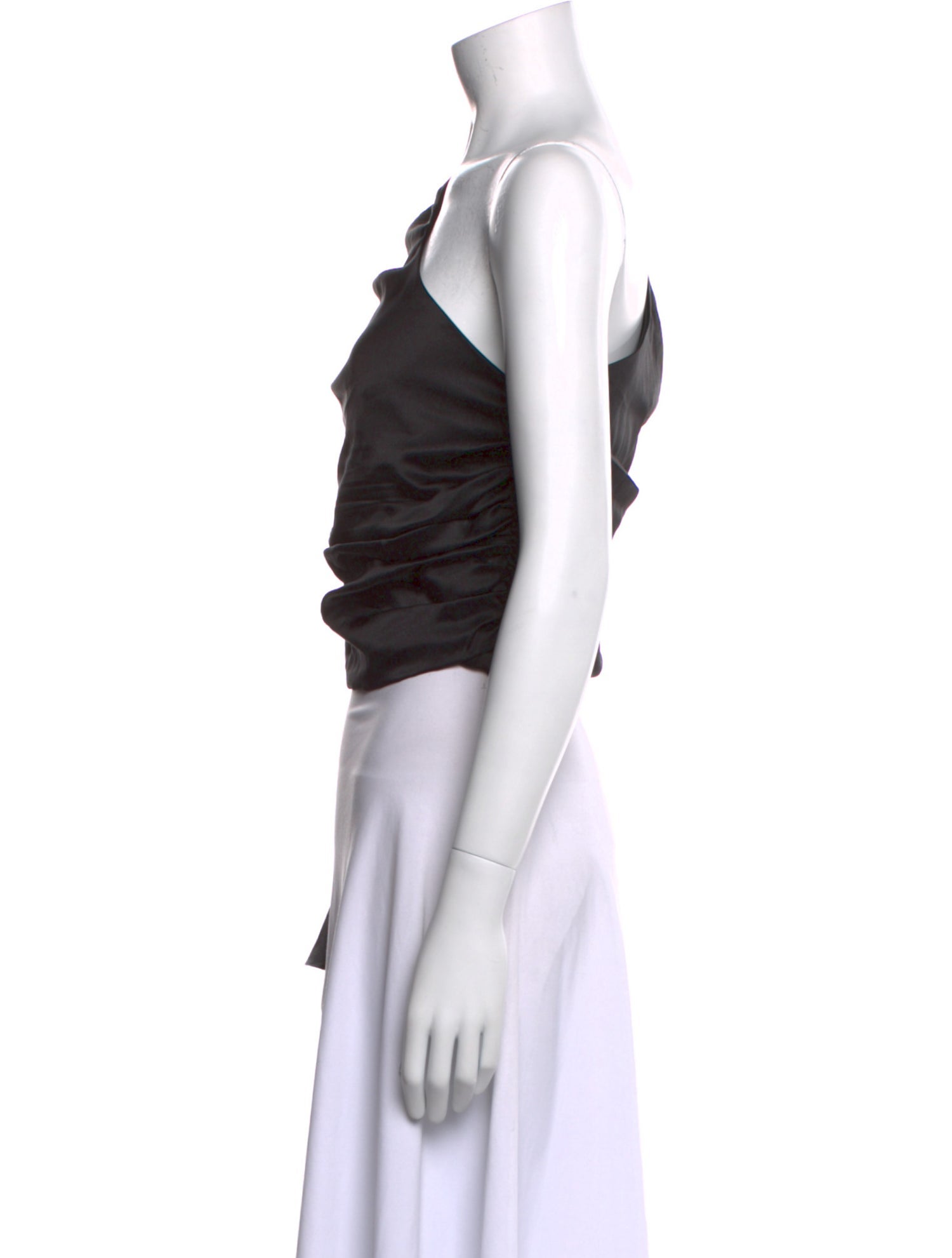 Retrofête Silk One-Shoulder Crop Top