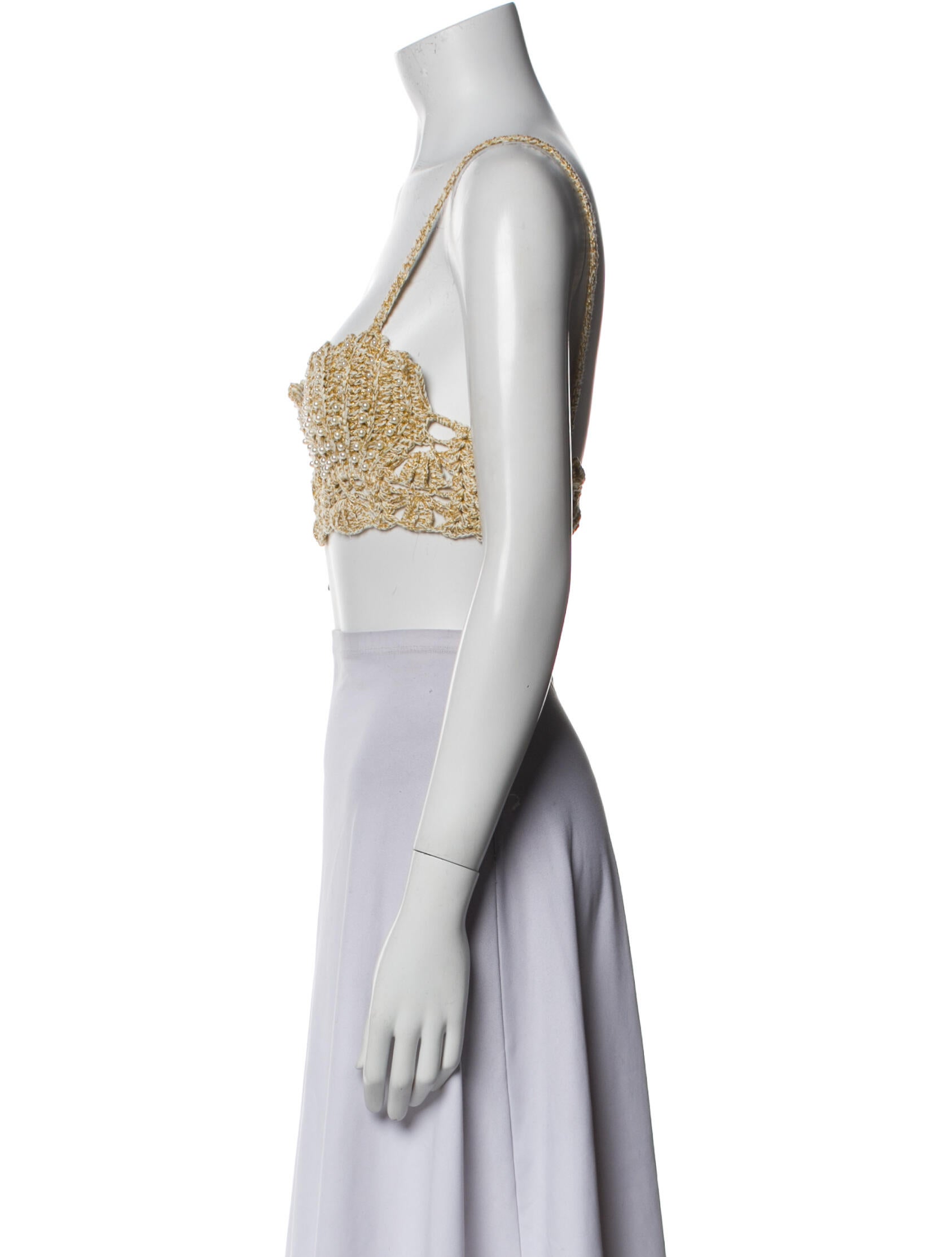 Retrofête Patterned Square Neckline Crop Top