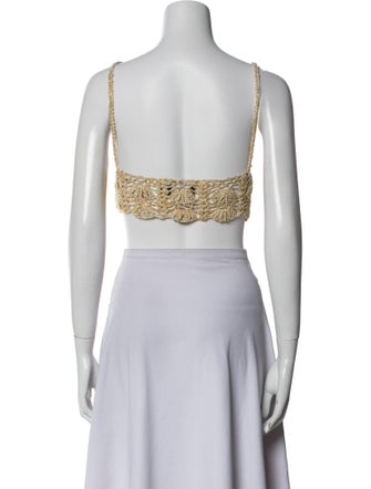 Retrofête Patterned Square Neckline Crop Top