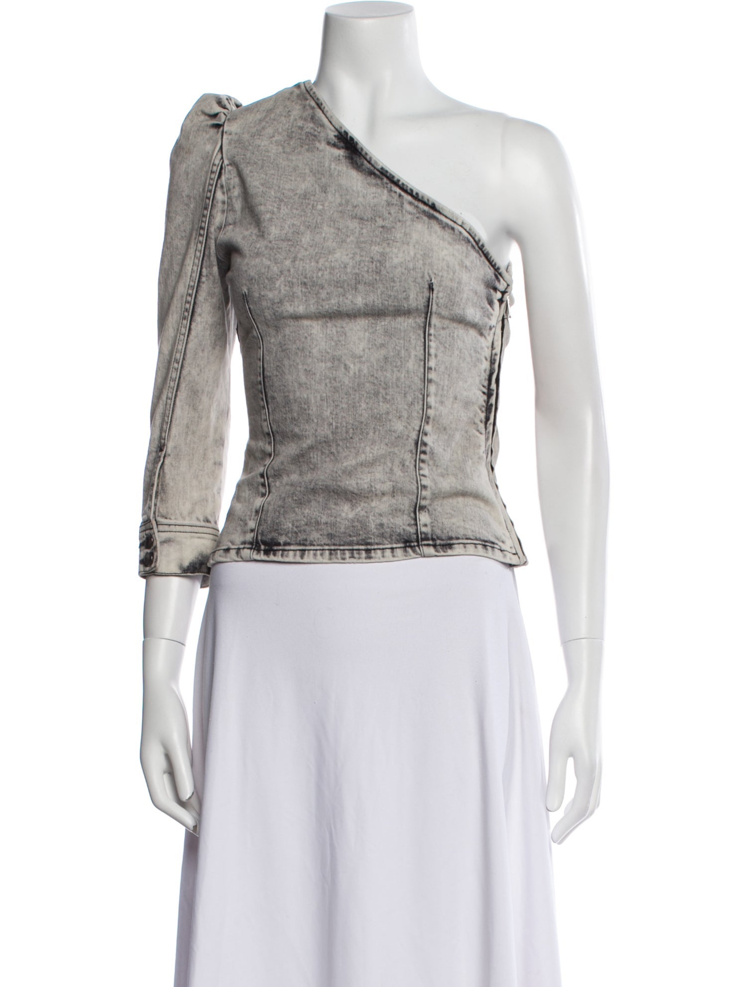 Retrofête One-Shoulder Three-Quarter Sleeve Crop Top