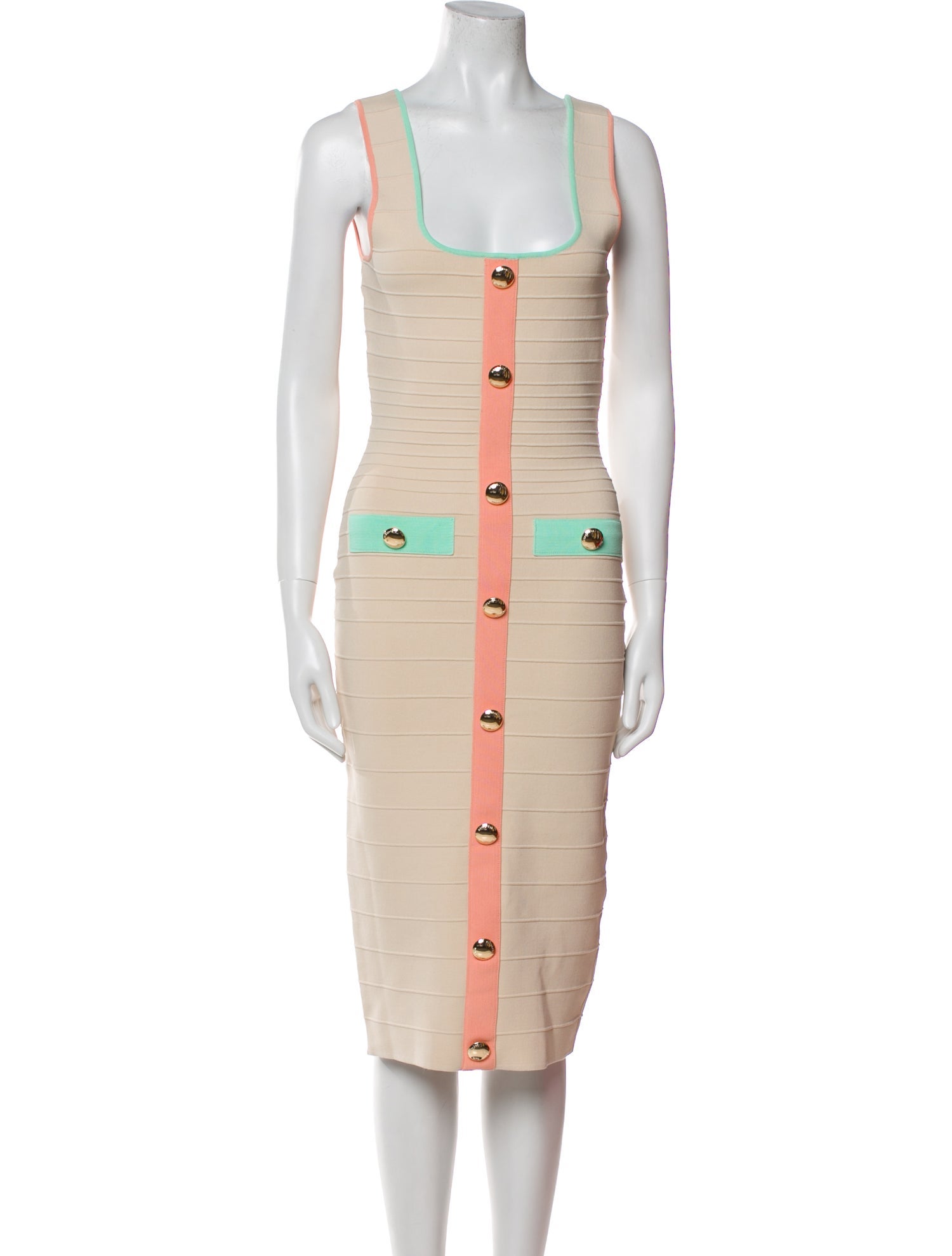 Retrofête Striped Midi Length Dress