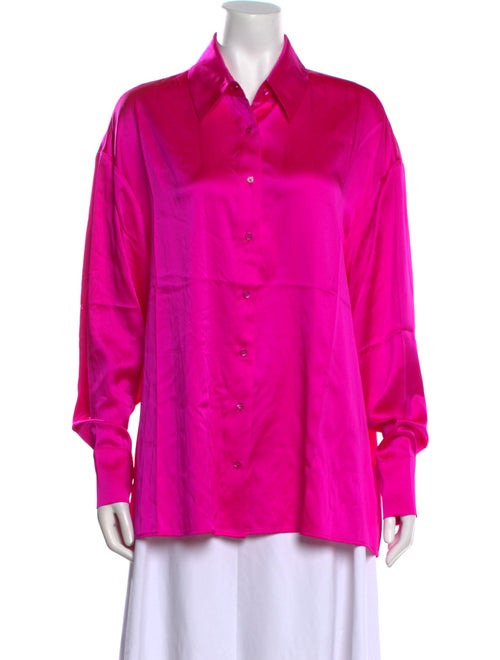Retrofête Silk Long Sleeve Button-Up Top