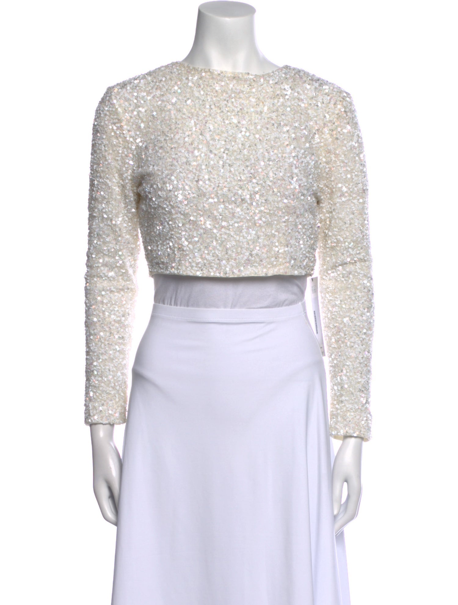 Retrofête Bateau Neckline Three-Quarter Sleeve Crop Top