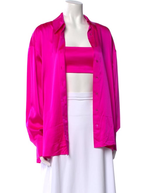 Retrofête Silk Long Sleeve Button-Up Top