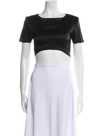 Retrofête Silk Bateau Neckline Crop Top