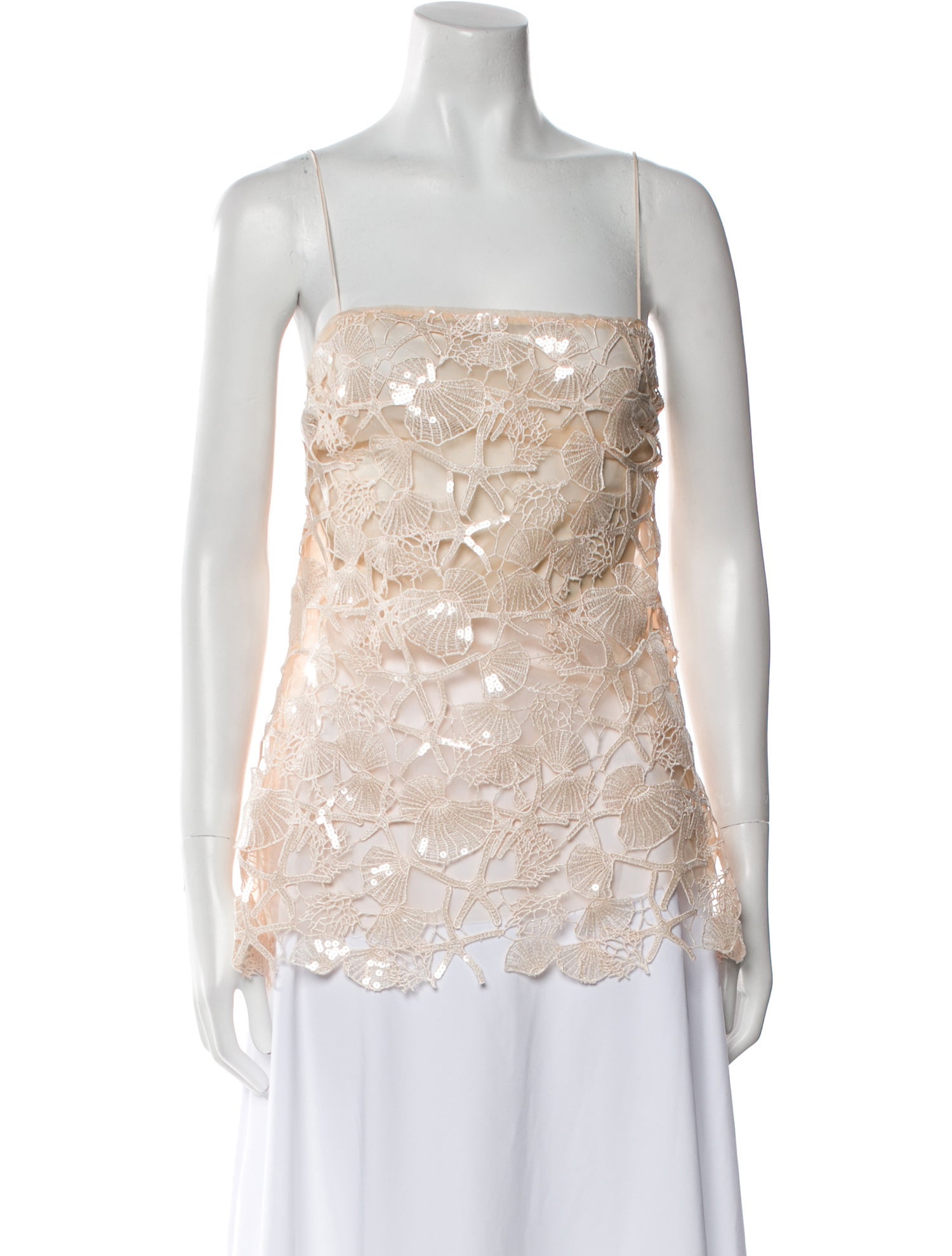 Retrofête Lace Pattern Square Neckline Top