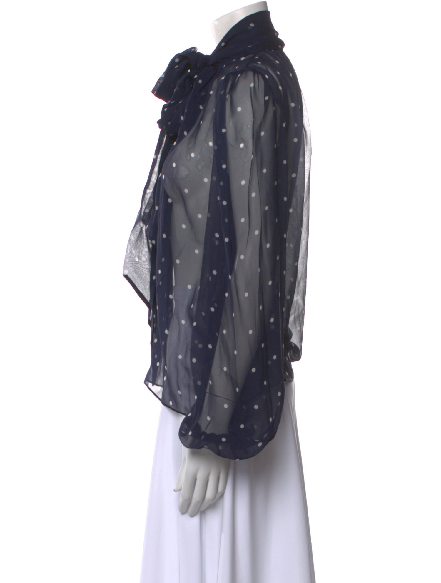 Retrofête Silk Polka Dot Print Button-Up Top