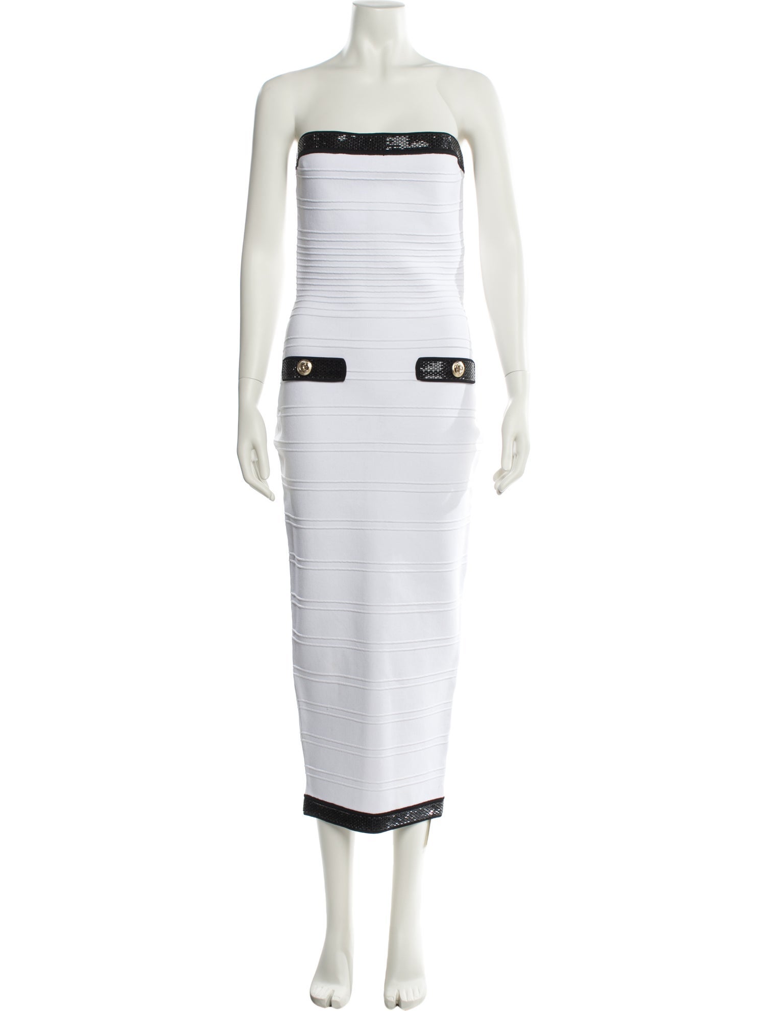 Retrofête Strapless Midi Length Dress