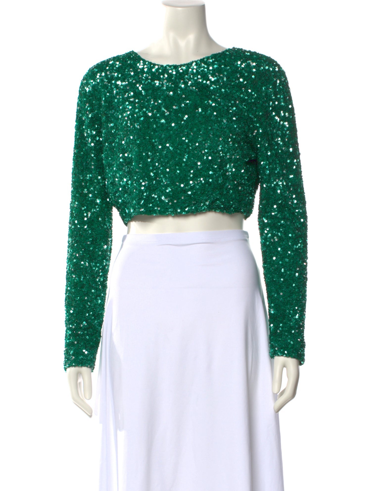 Retrofête Patterned Scoop Neck Crop Top