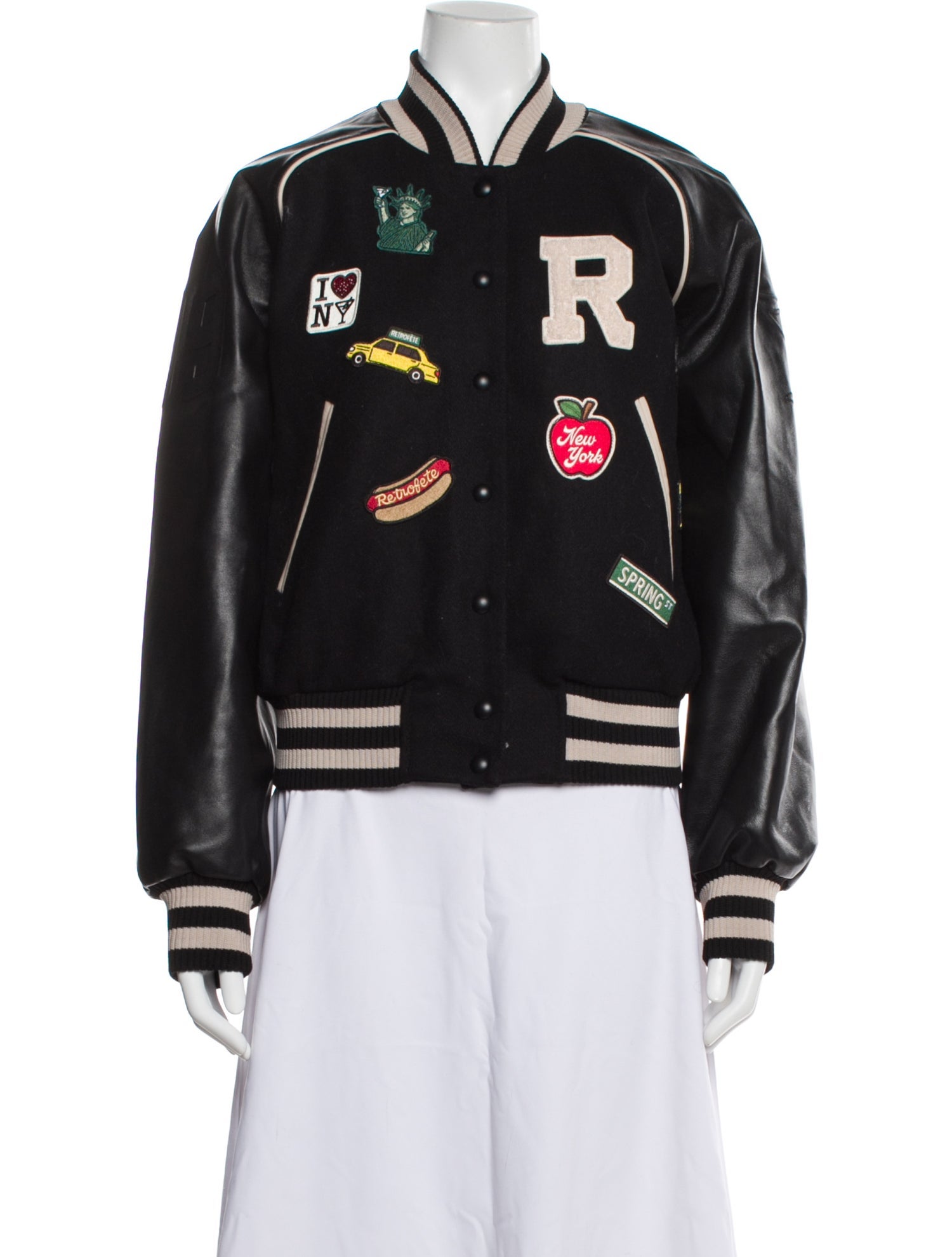 Retrofête Wool Graphic Print Bomber Jacket