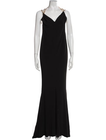 Pre-owned Retroféte Cowl Neck Long Dress In Black